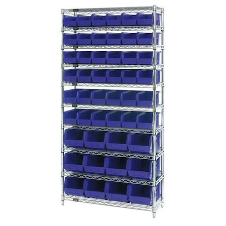 Steel Bin Shelving, 14 in D x 74 in H x 36 in W, 10 Shelves, Blue MPN:WR10-230240BL