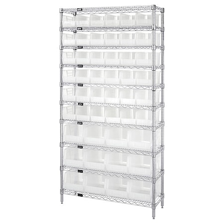 Shelving Unit, 36 in W x 74 in H x 14 in D, 10 Shelves MPN:WR10-230240CL
