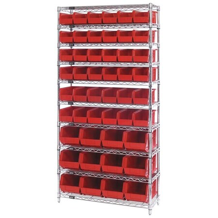Steel Bin Shelving, 14 in D x 74 in H x 36 in W, 10 Shelves, Red MPN:WR10-230240RD