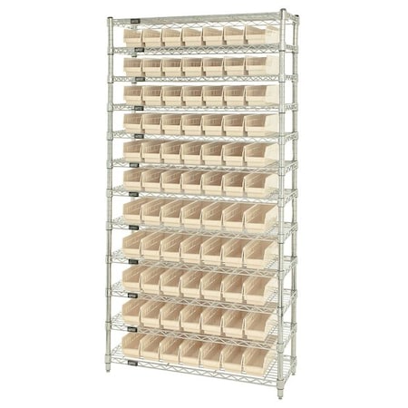 Steel Bin Shelving, 12 in D x 74 in H x 36 in W, 12 Shelves, Ivory MPN:WR12-101IV