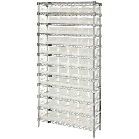 Steel, Polypropylene Bin Shelving, 12 in D x 74 in H x 36 in W, 12 Shelves, Clear MPN:WR12-102CL