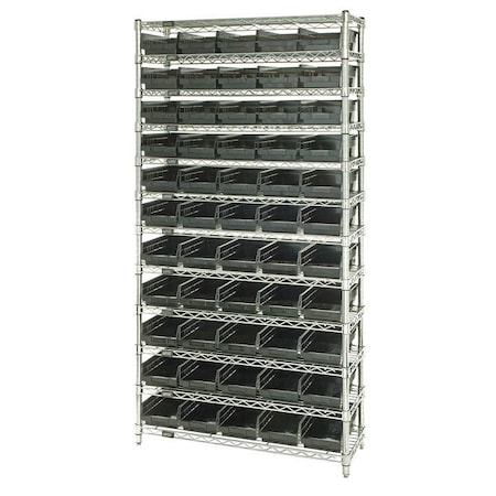 Steel Bin Shelving, 18 in D x 74 in H x 36 in W, 12 Shelves, Black MPN:WR12-104BK