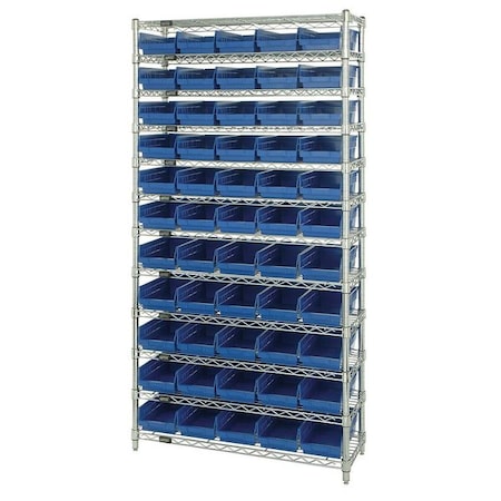 Steel, Polypropylene Bin Shelving, 24 in D x 74 in H x 36 in W, 12 Shelves, Blue MPN:WR12-106BL