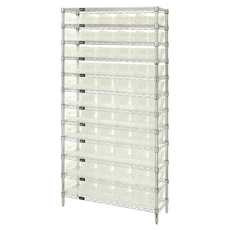 Steel, Polypropylene Bin Shelving, 24 in D x 74 in H x 36 in W, 12 Shelves, Clear MPN:WR12-106CL