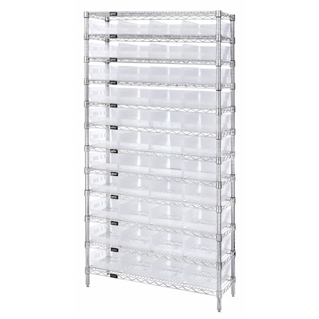 Bin Shelving, Wire, 36X24, 44 Bins, Clear MPN:WR12-114CL
