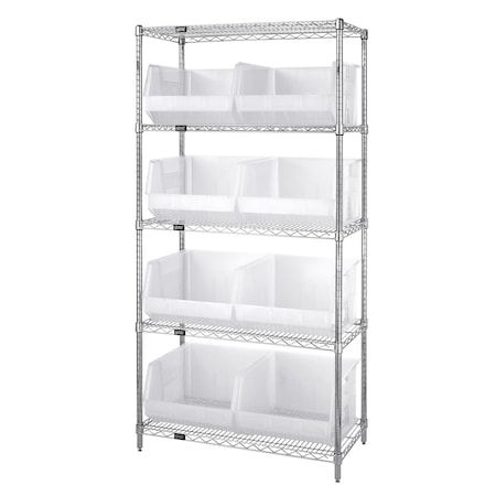 Shelving Unit, 36 in W x 74 in H x 18 in D, 5 Shelves MPN:WR5-270CL