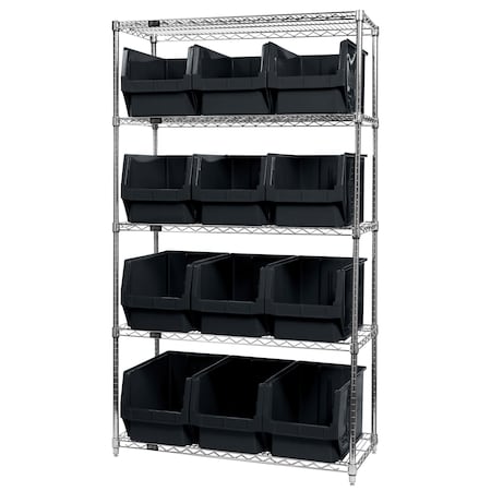 Shelving Unit, 18 in W x 74 in H x 42 in D, 5 Shelves MPN:WR5-533BK