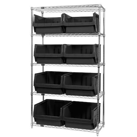 Shelving Unit, 18 in W x 74 in H x 42 in D, 5 Shelves MPN:WR5-543BK