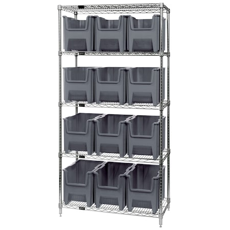 Giant Stack Container Wire Shelving Systems MPN:WR5-600GY