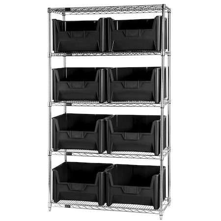 Shelving Unit, 18 in W x 74 in H x 42 in D, 5 Shelves MPN:WR5-700BK