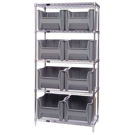 Steel Bin Shelving, 18 in D x 74 in H x 42 in W, 5 Shelves, Blue MPN:WR5-700BL