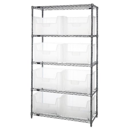 Steel Bin Shelving, 18 in D x 74 in H x 42 in W, 5 Shelves, Clear MPN:WR5-700CL