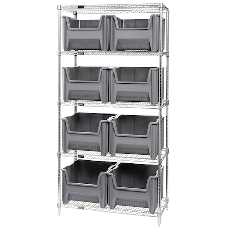 Giant Stack Container Wire Shelving Systems MPN:WR5-800GY