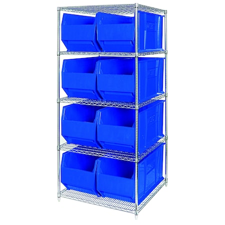 Shelving Unit, 36 in W x 86 in H x 36 in D, 5 Shelves MPN:WR5-993BL
