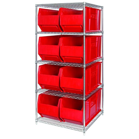 Shelving Unit, 36 in W x 86 in H x 36 in D, 5 Shelves MPN:WR5-993RD