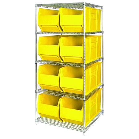 Shelving Unit, 36 in W x 86 in H x 36 in D, 5 Shelves MPN:WR5-993YL