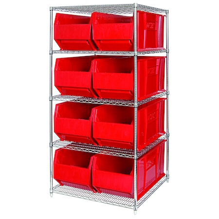 Shelving Unit, 48 in W x 86 in H x 36 in D, 5 Shelves MPN:WR5-995RD