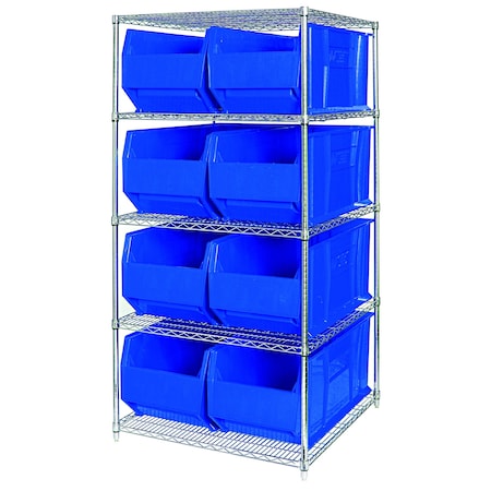 Shelving Unit, 48 in W x 86 in H x 36 in D, 5 Shelves MPN:WR5-997BL