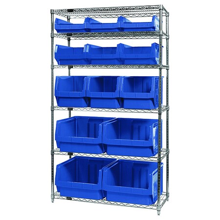 Shelving Unit, 42 in W x 74 in H x 18 in D, 6 Shelves MPN:WR6-13-MIXBL