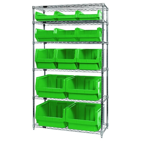 Shelving Unit, 42 in W x 74 in H x 18 in D, 6 Shelves MPN:WR6-13-MIXGN