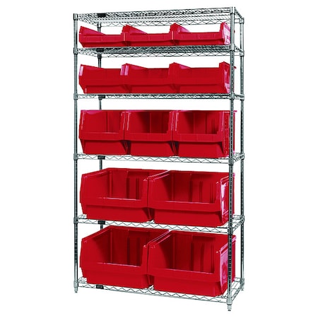 Shelving Unit, 42 in W x 74 in H x 18 in D, 6 Shelves MPN:WR6-13-MIXRD