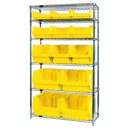 Shelving Unit, 42 in W x 74 in H x 18 in D, 6 Shelves MPN:WR6-13-MIXYL