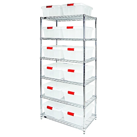 Shelving Unit, 36 in W x 74 in H x 21 in D, 6 Shelves MPN:WR6-191507CL