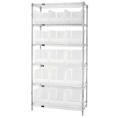 Shelving Unit, 36 in W x 74 in H x 18 in D, 6 Shelves MPN:WR6-260CL