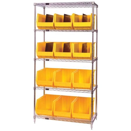 Steel Bin Shelving, 18 in D x 74 in H x 36 in W, 6 Shelves, Blue MPN:WR6-265BL