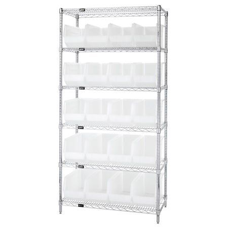 Shelving Unit, 36 in W x 74 in H x 18 in D, 6 Shelves MPN:WR6-265CL