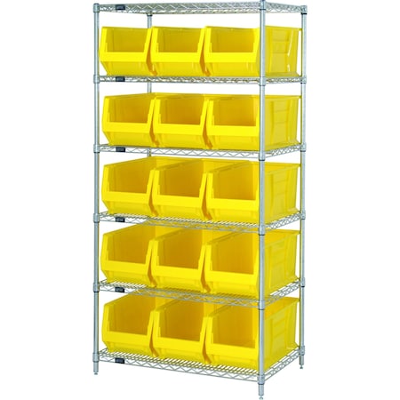 Shelving Unit, 36 in W x 74 in H x 24 in D, 6 Shelves MPN:WR6-953YL