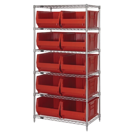 Wire Shelving Unit with Bins MPN:WR6-954RD