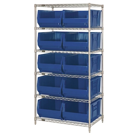 Shelving Unit, 24 in W x 74 in H x 48 in D, 6 Shelves MPN:WR6-957BL
