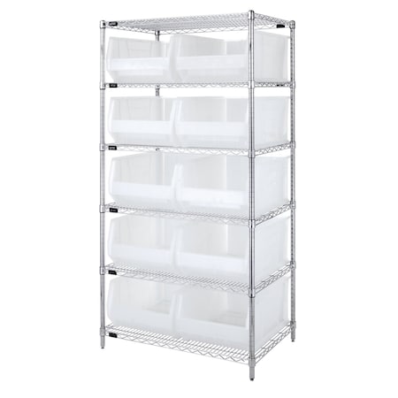 Shelving Unit, 24 in W x 74 in H x 48 in D, 6 Shelves MPN:WR6-957CL