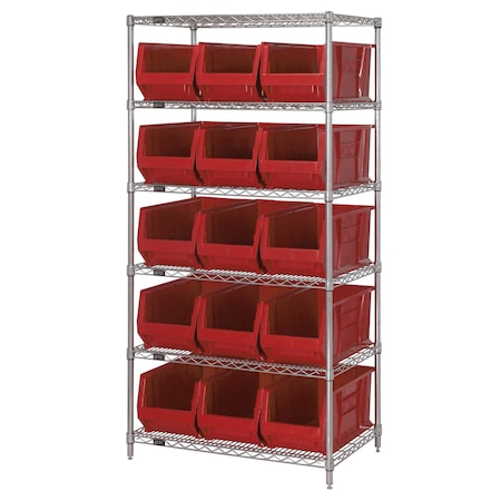 Shelving Unit, 36 in W x 74 in H x 30 in D, 6 Shelves MPN:WR6-973RD