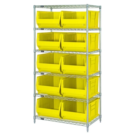 Shelving Unit, 36 in W x 74 in H x 30 in D, 6 Shelves MPN:WR6-974YL