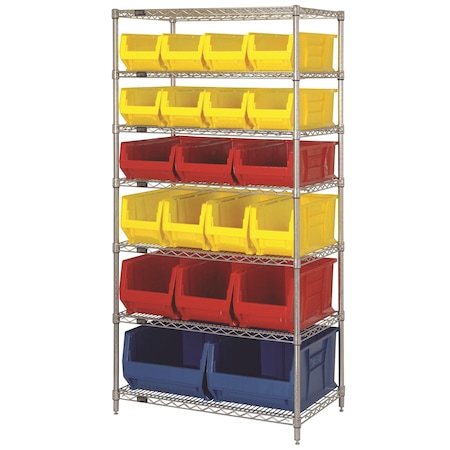 Shelving Unit, 36 in W x 74 in H x 24 in D, 7 Shelves MPN:WR7-20-MIX