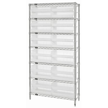 Shelving Unit, 36 in W x 74 in H x 12 in D, 7 Shelves MPN:WR7-245CL