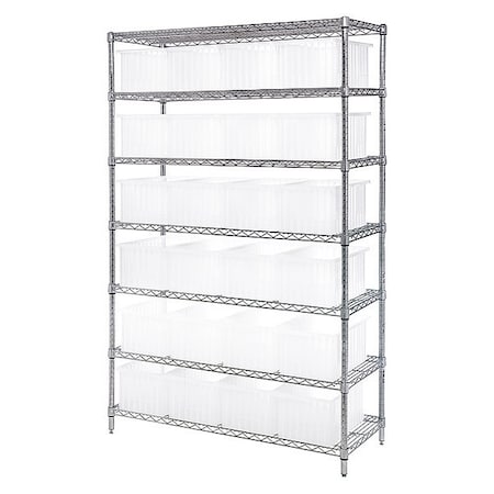 Steel Bin Shelving, 18 in D x 74 in H x 48 in W, 7 Shelves, Clear MPN:WR7-92080CL