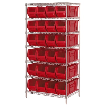 Shelving Unit, 36 in W x 74 in H x 24 in D, 7 Shelves MPN:WR7-951RD