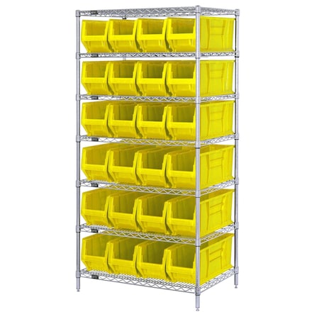Shelving Unit, 36 in W x 74 in H x 24 in D, 7 Shelves MPN:WR7-951YL