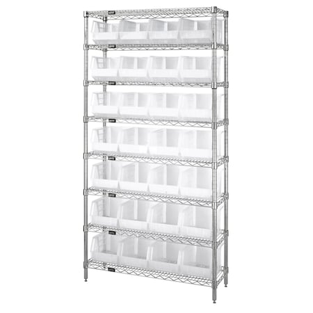 Shelving Unit, 36 in W x 74 in H x 12 in D, 8 Shelves MPN:WR8-239CL