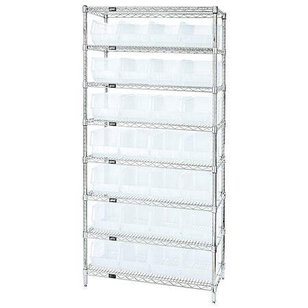 Shelving Unit, 36 in W x 74 in H x 14 in D, 8 Shelves MPN:WR8-240CL