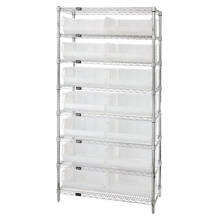 Shelving Unit, 36 in W x 74 in H x 14 in D, 8 Shelves MPN:WR8-250CL