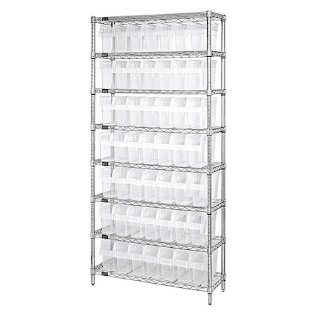 Steel Bin Shelving, 36 in D x 74 in H x 12 in W, 8 Shelves, Clear MPN:WR8-801CL