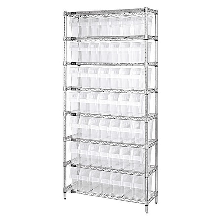 Steel Bin Shelving, 36 in D x 74 in H x 18 in W, 8 Shelves, Clear MPN:WR8-803CL