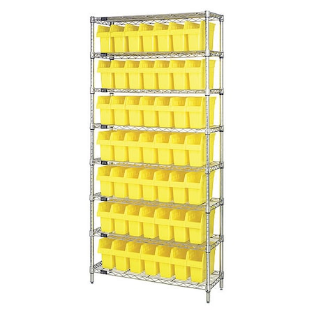 Steel Bin Shelving, 36 in D x 74 in H x 18 in W, 8 Shelves, Yellow MPN:WR8-803YL
