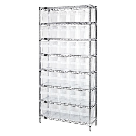 Steel Bin Shelving, 36 in D x 74 in H x 18 in W, 8 Shelves, Clear MPN:WR8-804CL