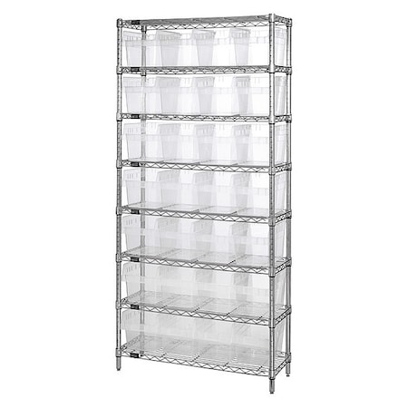Steel Bin Shelving, 36 in D x 74 in H x 18 in W, 8 Shelves, Clear MPN:WR8-808CL