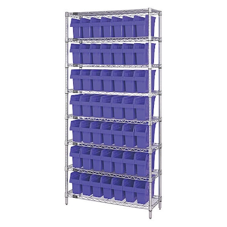 Steel Bin Shelving, 36 in D x 74 in H x 18 in W, 8 Shelves, Blue MPN:WR8-810BL